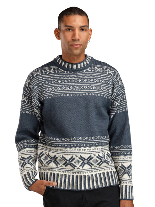 Dale of Norway - Torridal Men's Crewneck Sweater: Steel/Off White