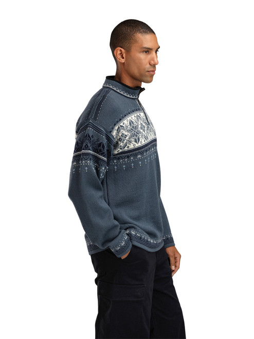 Dale of Norway - Blyfjell Unisex 1/4 Zip Sweater: Steel/Off White