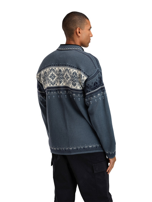 Dale of Norway - Blyfjell Unisex 1/4 Zip Sweater: Steel/Off White