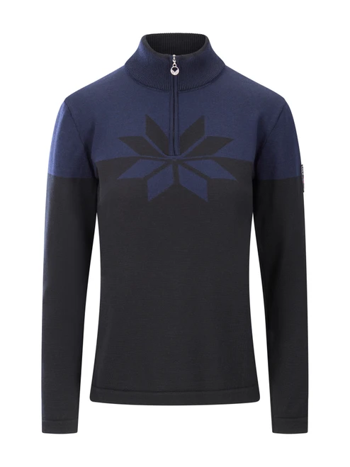 Dale of Norway - Breidablikk Women's 1/4 Zip Sweater: Navy/Black, 96401-C00_product
Dale of Norway Breidablikk Women's ¼ Zip Sweater in Navy and Black made from 100% superfine merino wool featuring a slim fit, iconic Norwegian eight-petal rose pattern, and lightweight Scandinavian design for skiing, hiking, travel, and everyday wear.
Photo credits: Dale of Norway
