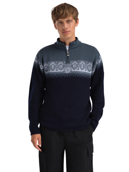 Dale of Norway - Moritz Men's 1/4 Zip Sweater: Navy/Steel/Ice Blue