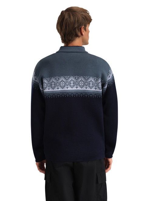THREE FACE◆Star Knit/(厚手)/L/ウール【メンズウェア】 Dale of Norway - Moritz Men's 1/4 Zip Sweater: Navy/Steel/Ice Blue