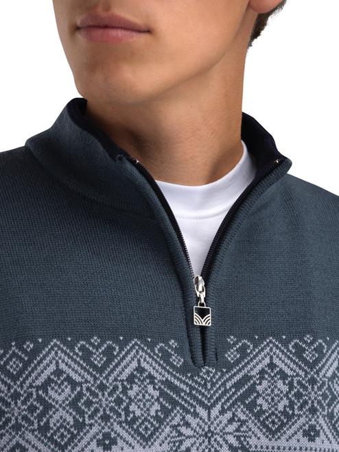 Dale of Norway - Moritz Men's 1/4 Zip Sweater: Navy/Steel/Ice Blue