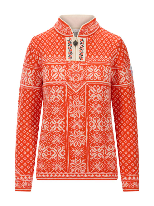 Dale of Norway - Peace Women's 1/4 Zip Sweater: Orange (Roth Red