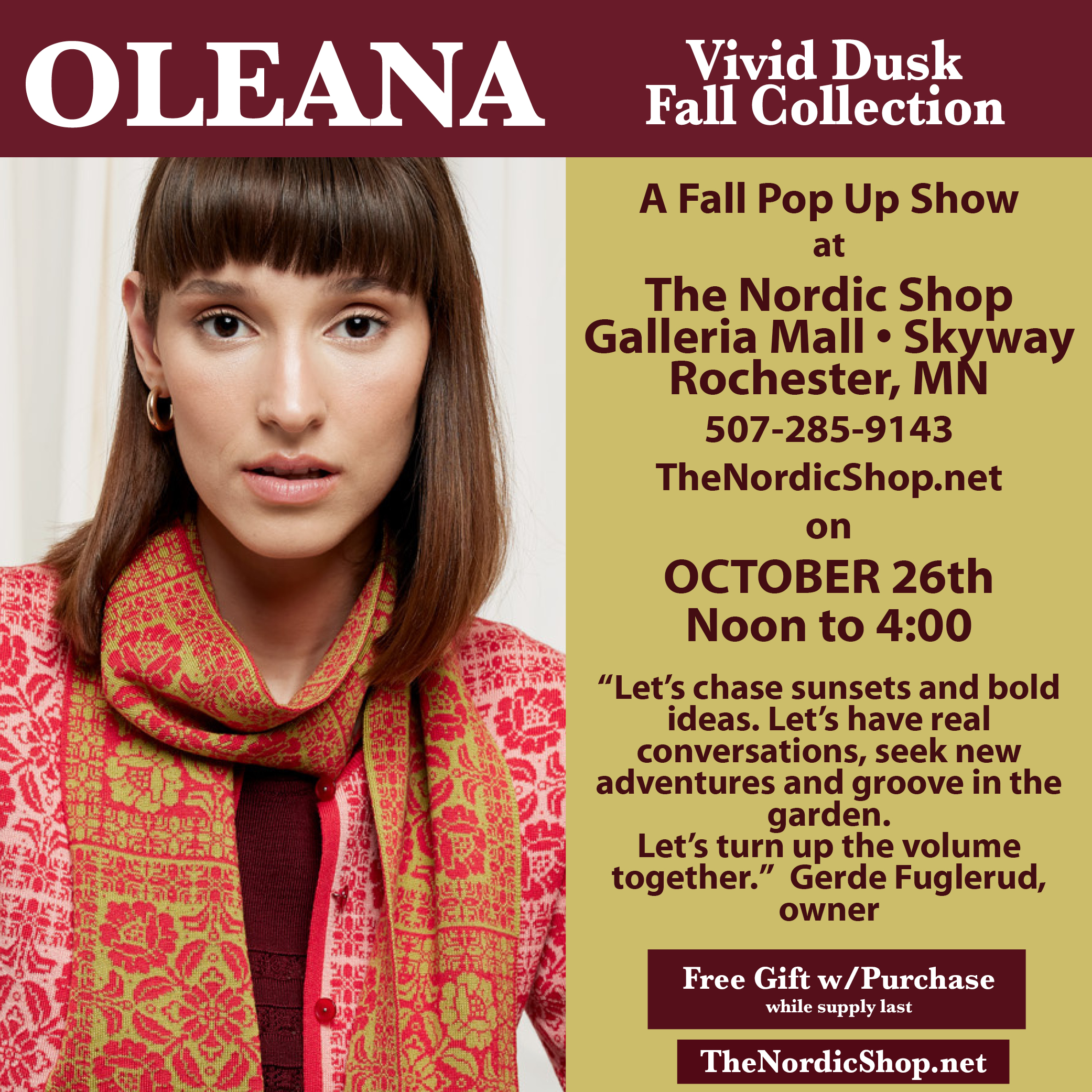Introducing Oleana's Fall Collection "Vivid Dusk Classics", Thursday