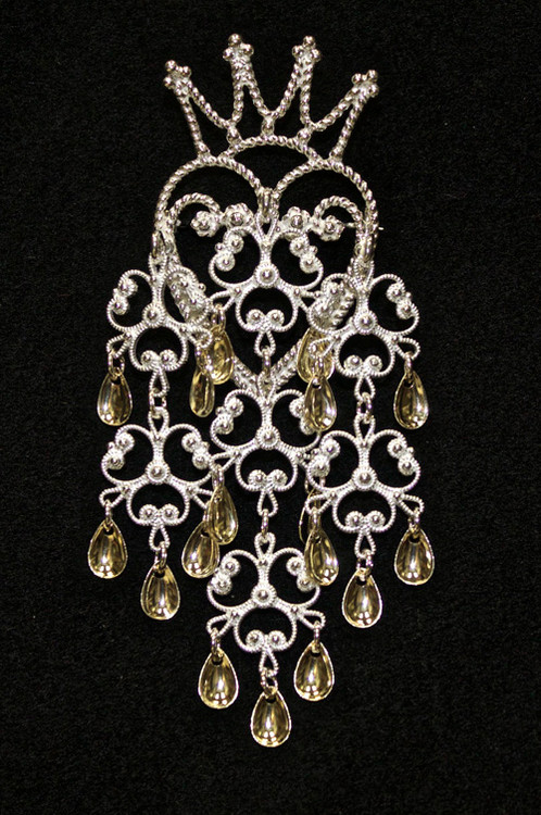Broche De Mariage Ancienne En Argent & Vermeil - Norvège - Poinçon Solje - 57x42mm - Occasion