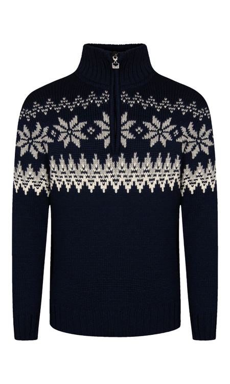 Dale of Norway - Myking Men's 1/4 Zip Sweater: Navy/Off White
