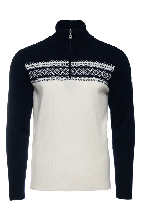 Dale of Norway - Dalestolen Men's 1/4 Zip Sweater: Off White/Navy