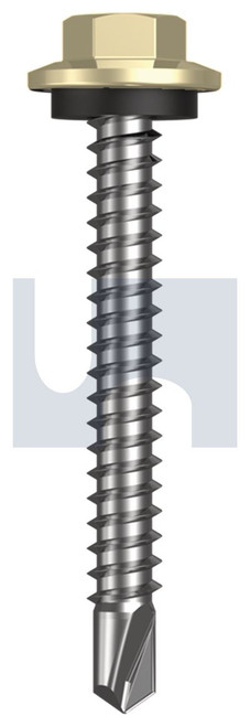 METAL SDS HEX HEAD + WASHER | C1022 Hardened | CL4 SA MET SEAL HX:12-14X 45 (SANDBANK (STRAW) -CL4)