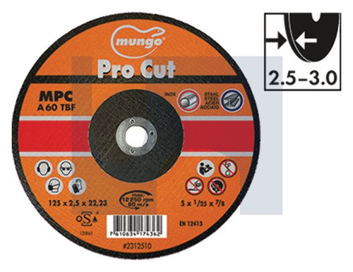 MPC PRO CUT CUTTING DISC | Synthetic Abrasive | MPC PRO CUT: 230 X 3.0 X 22.23 (2.5 - 3.0)