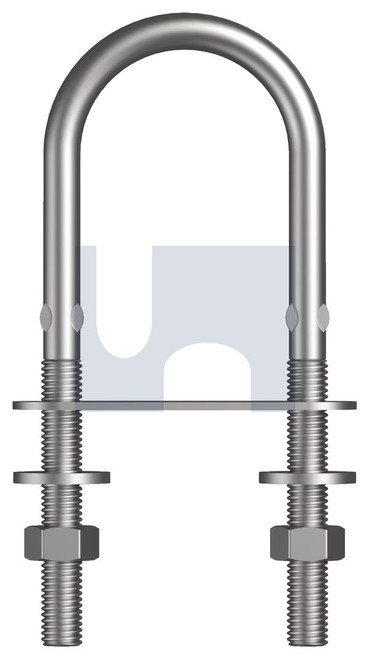 U BOLT KIT+PLATE&CRIMP | 304 Stainless | 304 U-BOLT KIT/PLATE:M10 X 130