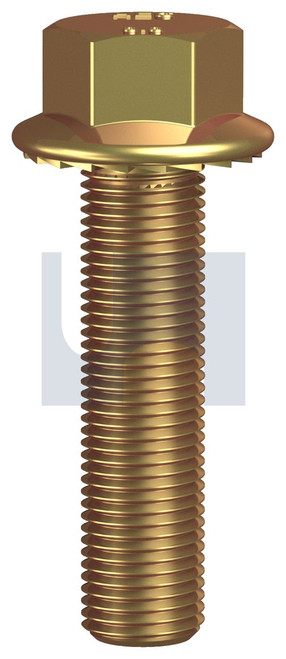 SERRATED FLANGED HEX BOLT | ISO Property Class 8.8 | ZYP 8.8 DIN6921:M12-1.25 X 40 (ZINC YELLOW PASSIVATE)