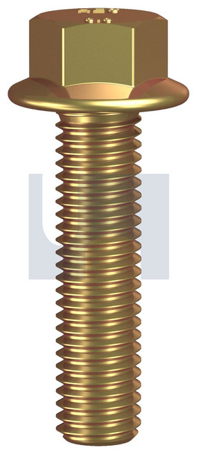 FLANGED HEX BOLT NO SERR AF12 | ISO Property Class 8.8 | AF12 ZYP 8.8 FL BOLT: M8 X  25 (ZINC YELLOW PASSIVATE)