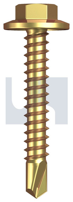 METAL SDS FLANGED HEX HEAD | C1022 Hardened | ZYP MET FLG HX:12-14X 35 (Zinc Yellow Passivate)