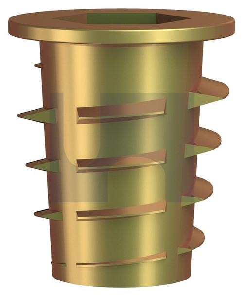 HEX TIMBER INSERT FLANGE NUT | Zinc Alloy | ZYP HEX INSERT NUT: M8  X 15 (ZINC YELLOW PASSIVATE)