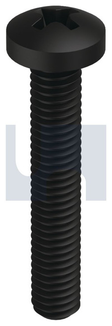 METAL THREAD PAN PHIL | Mild Steel | ZBP MS PAN PH: M4 X  25 (ZINC BLACK PASSIVATE)