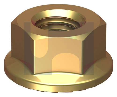 SERRATED HEX FLANGE NUT | SAE Grade 5 | ZYP G5 SERR FLANGE NUT: 3/8UNC (ZINC YELLOW PASSIVATE)