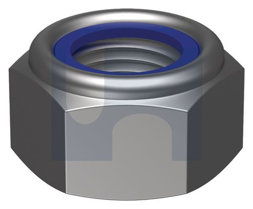 NYLOC HEX NUT | SAE Grade 5 | GR5 Z/P NYLOC:  3/16UNF (Zinc Plated (RoHS Compliant))