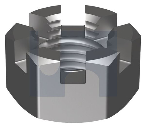 HEX SLOTTED NUT | SAE Grade 2 | Z/P GR2 SLOTTED HEX: 1-1/8UNF (ZINC PLATED (ROHS COMPLIANT))