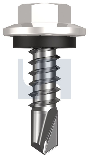 METAL SDS HEX HEAD + WASHER | C1022 Hardened | CL4 DW MET SEAL HX:12-14X 20 (DOVER WHITE - CL4)