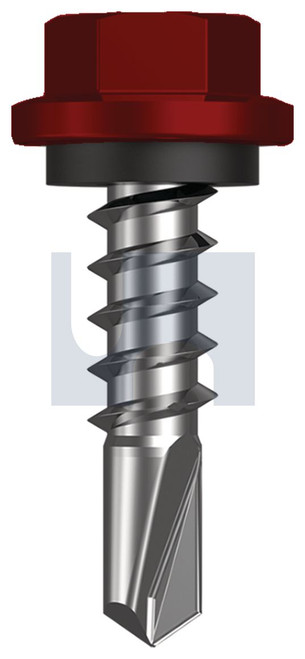 METAL SDS HEX HEAD + WASHER | C1022 Hardened | CL4 MR MET SEAL HX:14-10X 25 (MANOR RED (SCORIA) -CL4)