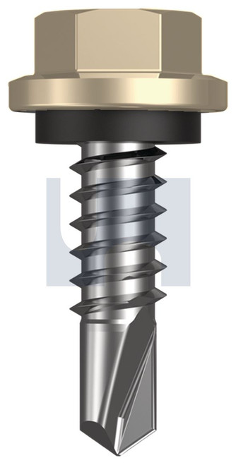 METAL SDS HEX HEAD + WASHER | C1022 Hardened | CL4 PA MET SEAL HX:14-14X 22 (PAPERBARK - CL4)