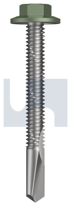 s500 SDS FLANGED HEX HEAD | C1022 Hardened | CL4 PE S500 FLG HX:12-24X 50 (PALE EUCALYPT (MIST GREEN)-CL4)