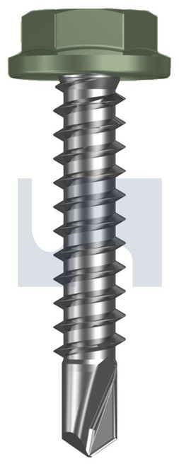 METAL SDS FLANGED HEX HEAD | C1022 Hardened | CL4 PE MET FLG HX:10-16X 25 (PALE EUCALYPT (MIST GREEN)-CL4)