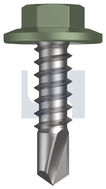 METAL SDS FLANGED HEX HEAD | C1022 Hardened | CL4 PE MET FLG HX:12-14X 20 (PALE EUCALYPT (MIST GREEN)-CL4)
