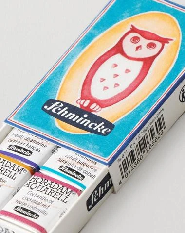 Schmincke Horadam Aquarell Half Pan Printed Matchbox Assorted Colours Set of 6