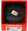 Peterson 8in Convex Mirror Head Right-Angle Mounting Center Stud Black Model 608