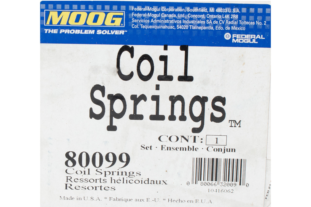 Moog Replacement Rear Coil Spring Set Fits 2000-04 Ford Focus Model Number 80099