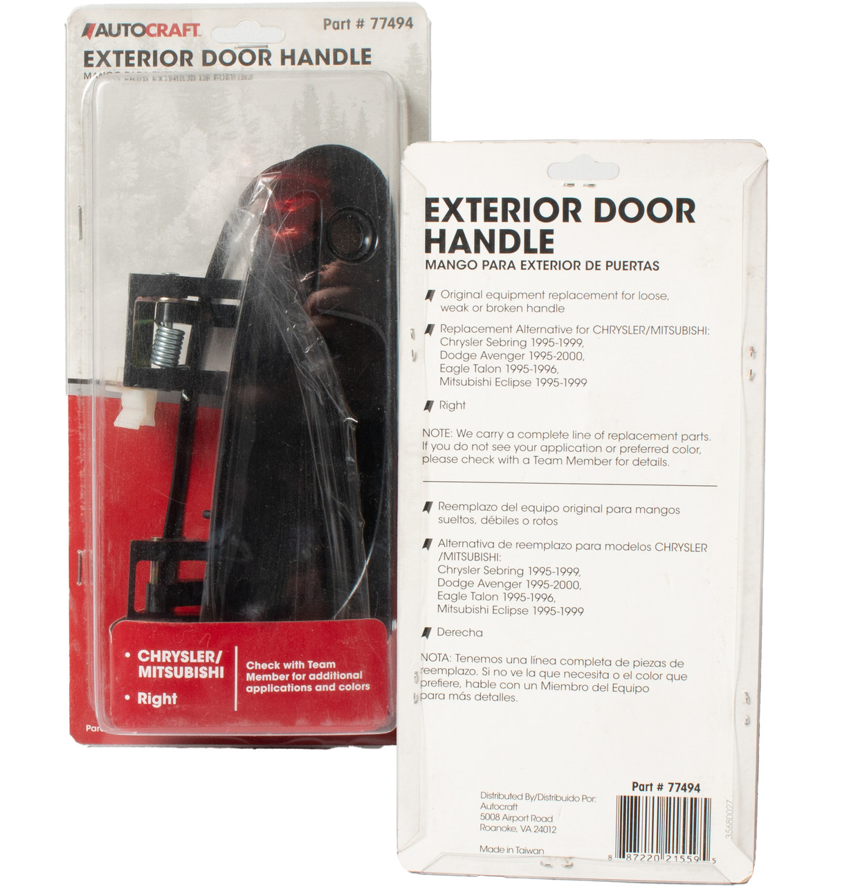 Autocraft Front Passenger Exterior Door Handle Fits 95-99 Chrysler Sebring 77494