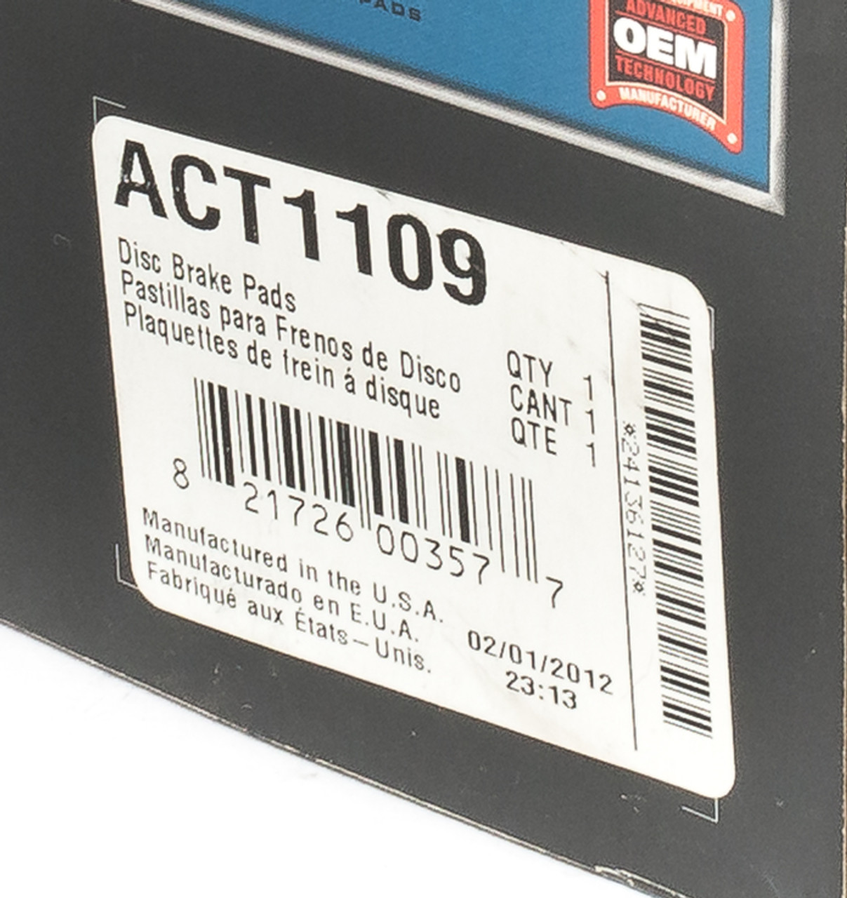 Akebono ProAct Ceramic Rear Brake Pad Set Fit 2005-10 Ford Explorer Part ACT1109 Akebono ProAct Ceramic Rear Brake Pad Set Fit 2005-10 Ford Explorer Part ACT1109
