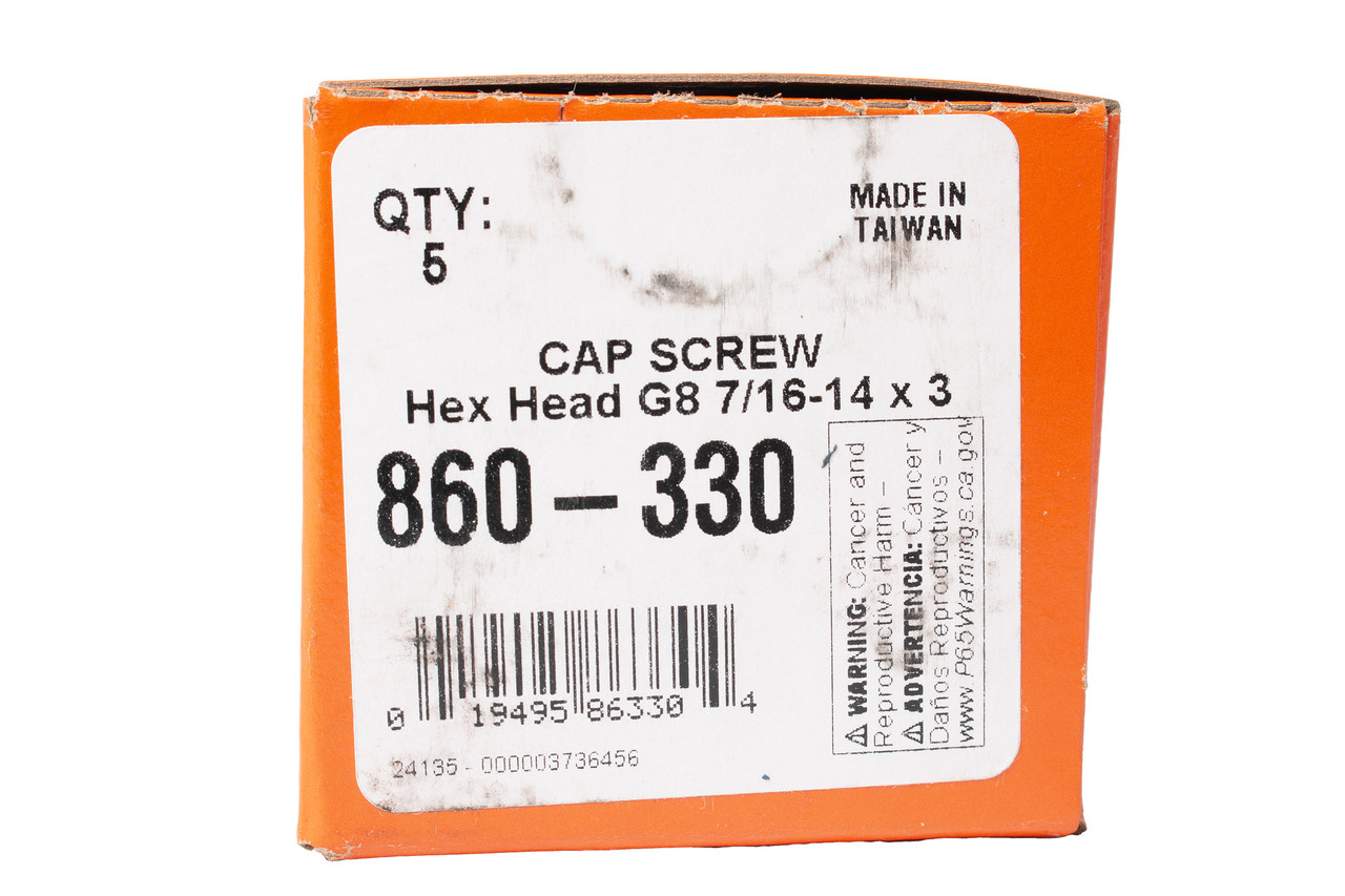 Dorman Autograde Cap Screw Hex Head GR8 7/16"-14 X 3 5 Piece Model Number 860330