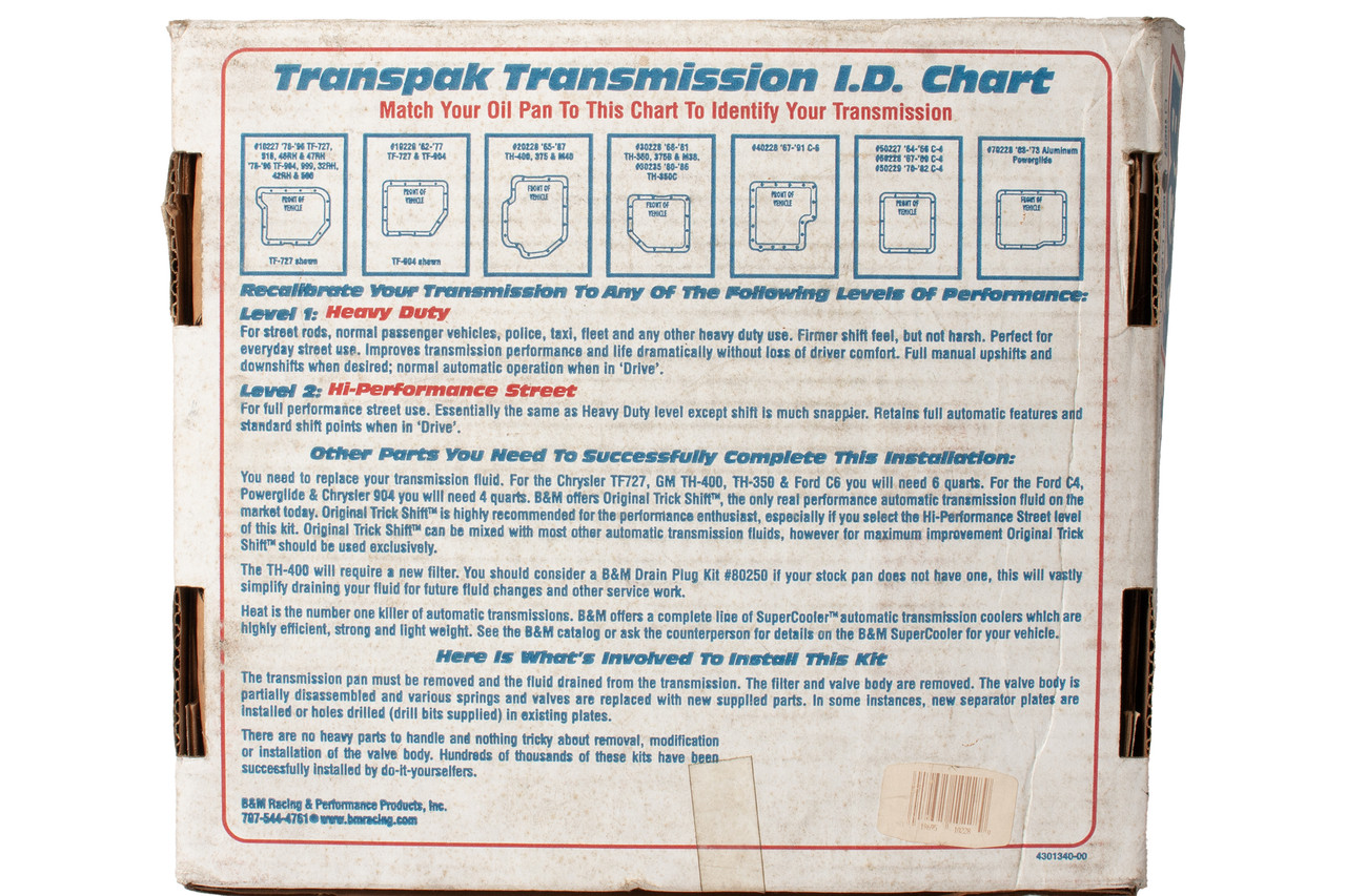 B&M Transpak Transmission Shift Recalibration Trailer Kit Heavy Duty Model 10228