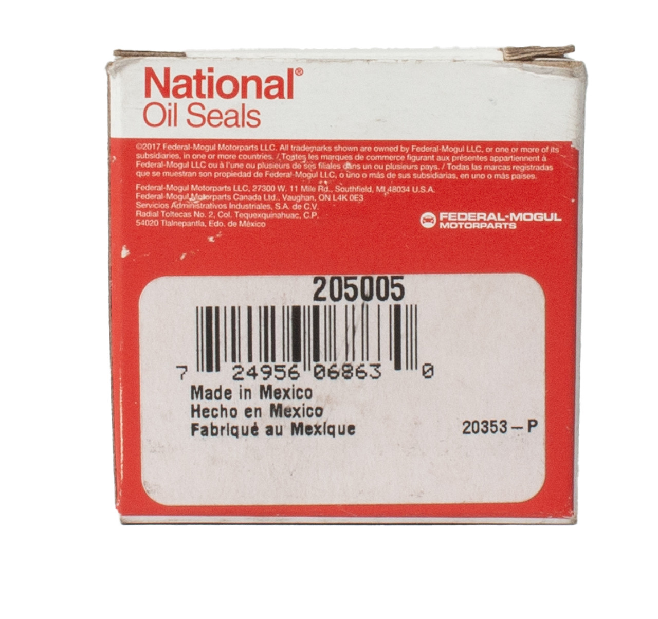 Federal Mogul National Oil Seal 1.000" ID 1.785" OD 0.468" Thickness Part 205005