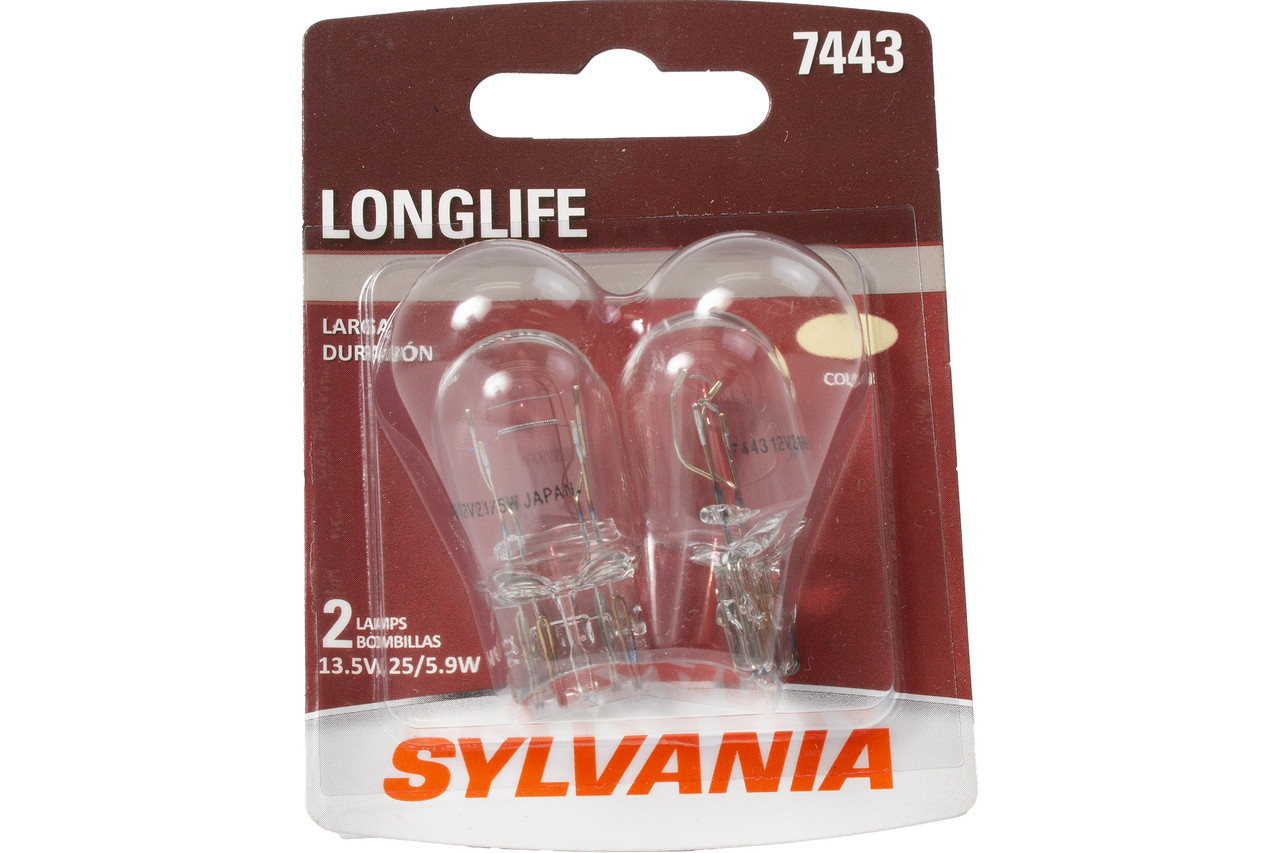 Sylvania Longlife Mini Bulb 7443 Fit 1995-2024 GMC Nissan Toyota Part 7443LL.BP2