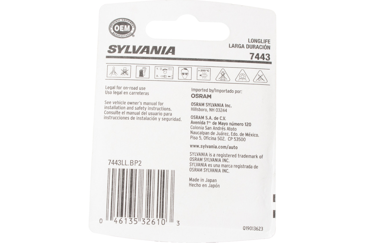 Sylvania Longlife Mini Bulb 7443 Fit 1995-2024 GMC Nissan Toyota Part 7443LL.BP2
