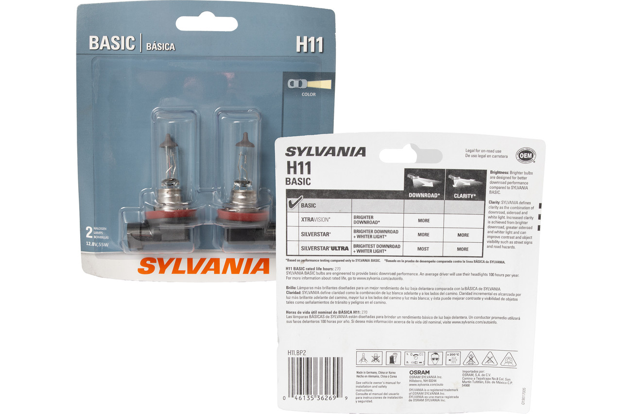 Sylvania Basic Twin Headlight H11 Fits 2008-2022 Chrysler Minivans Model H11.BP2