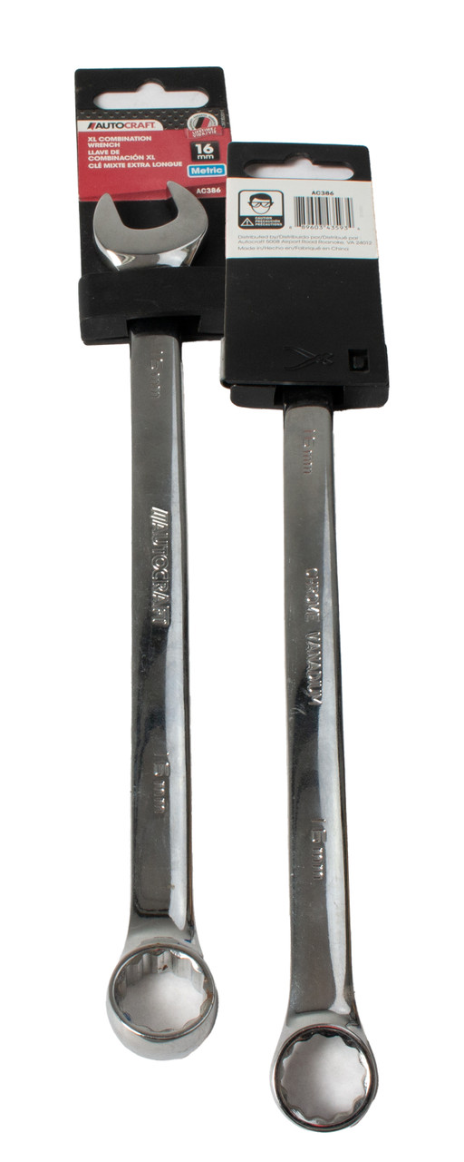 Autocraft 16mm XL Combination Wrench Metric 9.4" Length Chrome Vanadium ID AC386
