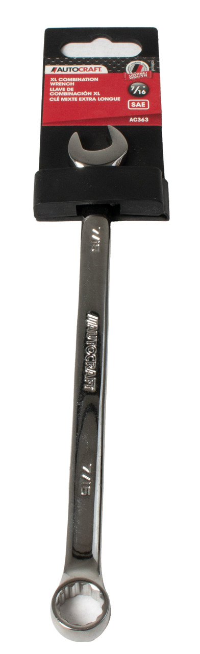 Autocraft 7/16" XL Combination Wrench SAE 7.244" Length Chrome Vanadium ID AC363