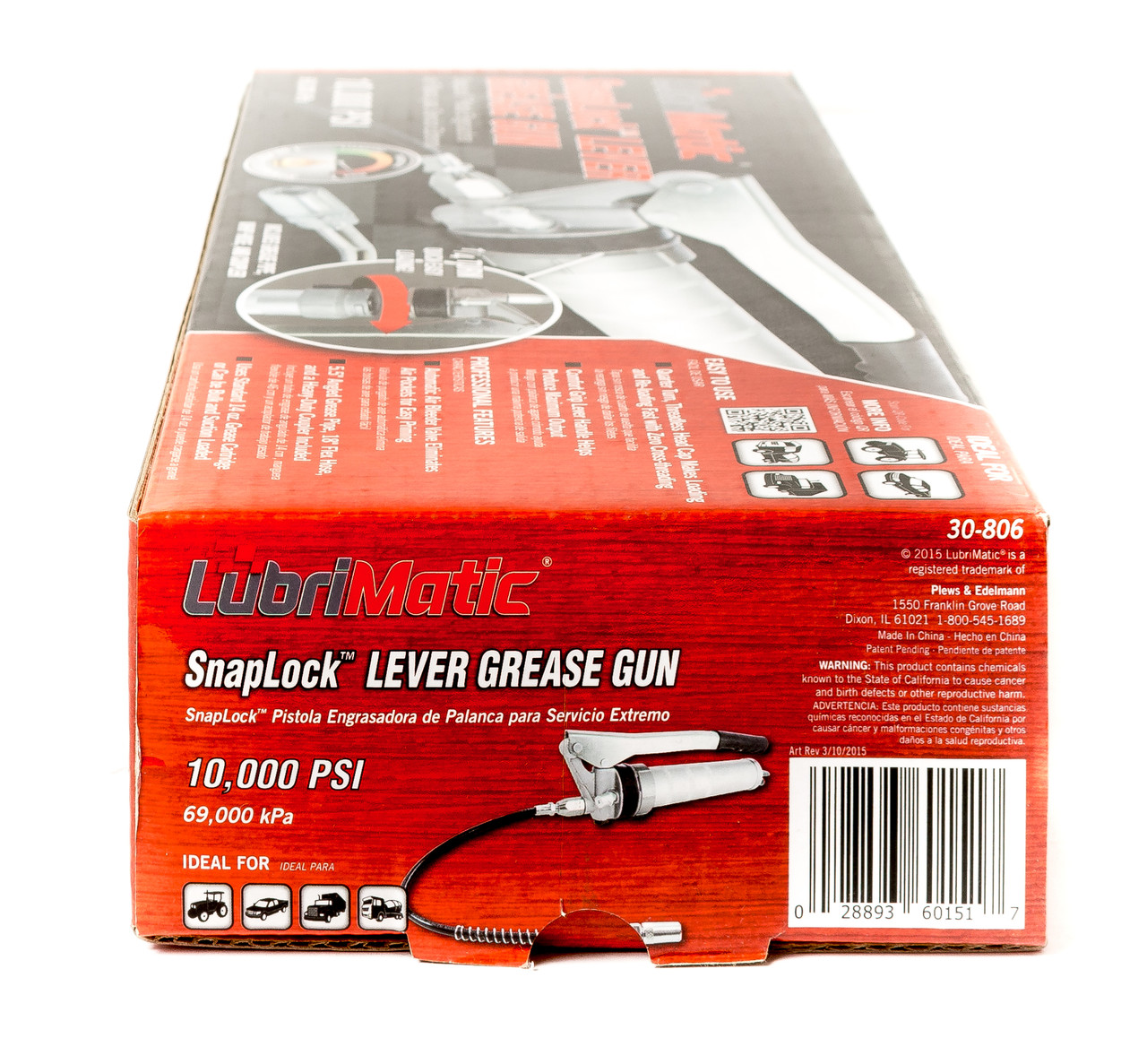 Plews & Edelman LubriMatic Snaplock Lever Grease Gun Whip 1/4 Turn Coupler 30806