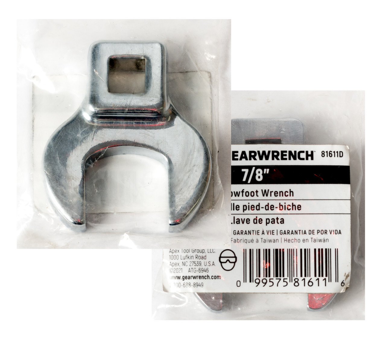 GearWrench Apex Tool Group 7/8in Crowfoot Wrench 3/8in Drive Model Number 81611D