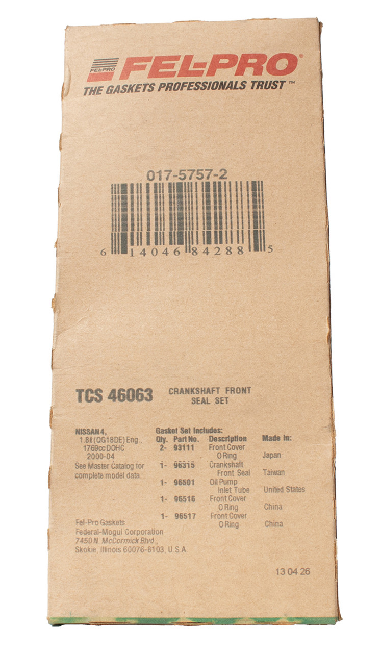 Fel-Pro Crankshaft Front Seal Set Fits 2000-06 Nissan Sentra 4Cyl 1.8L TCS 46063