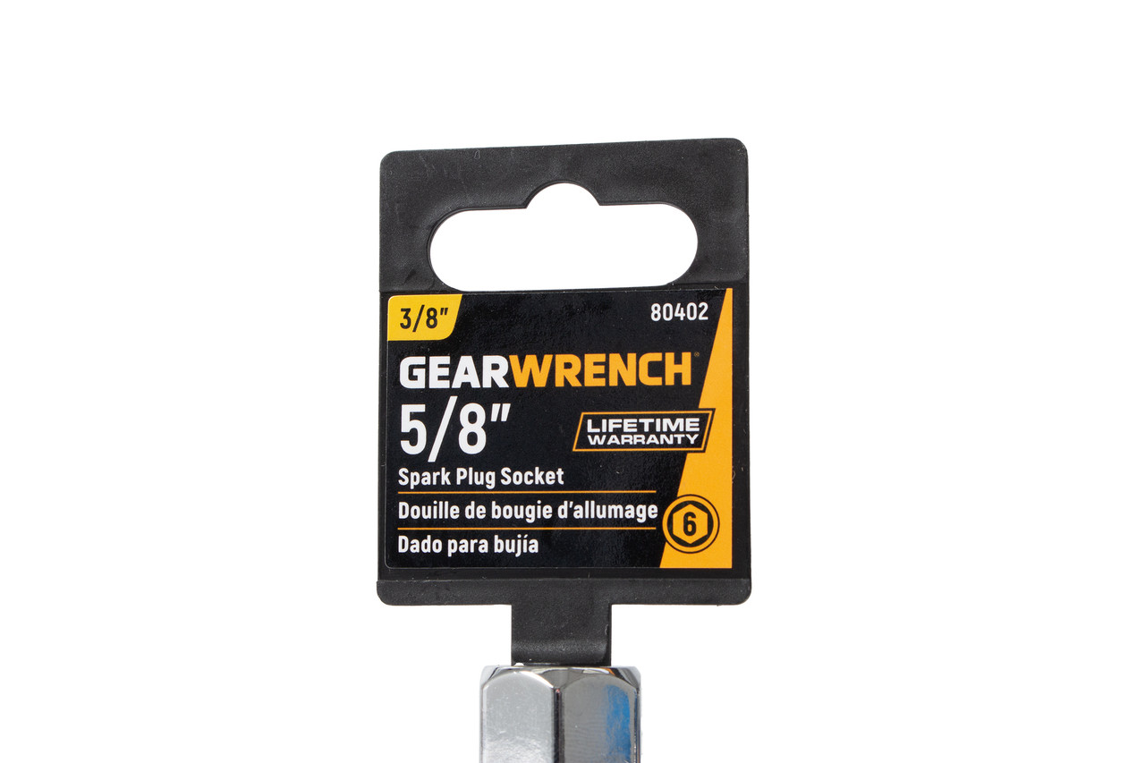 GearWrench 3/8-in Drive 6 Point Spark Plug Socket 5/8-in x 2-1/2-in Part 80402