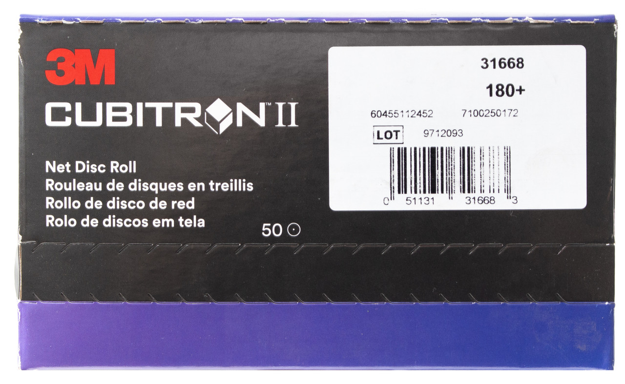 3M Cubitron II Automotive Replacement 180+ Grit 5 in Net Disc Roll 50 Pack 31668