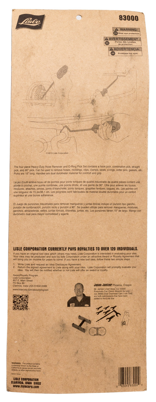 Lisle Heavy Duty O-Ring Hose Gasket Remover 15 Inch Pick Set 4 Pcs Part LIS83000