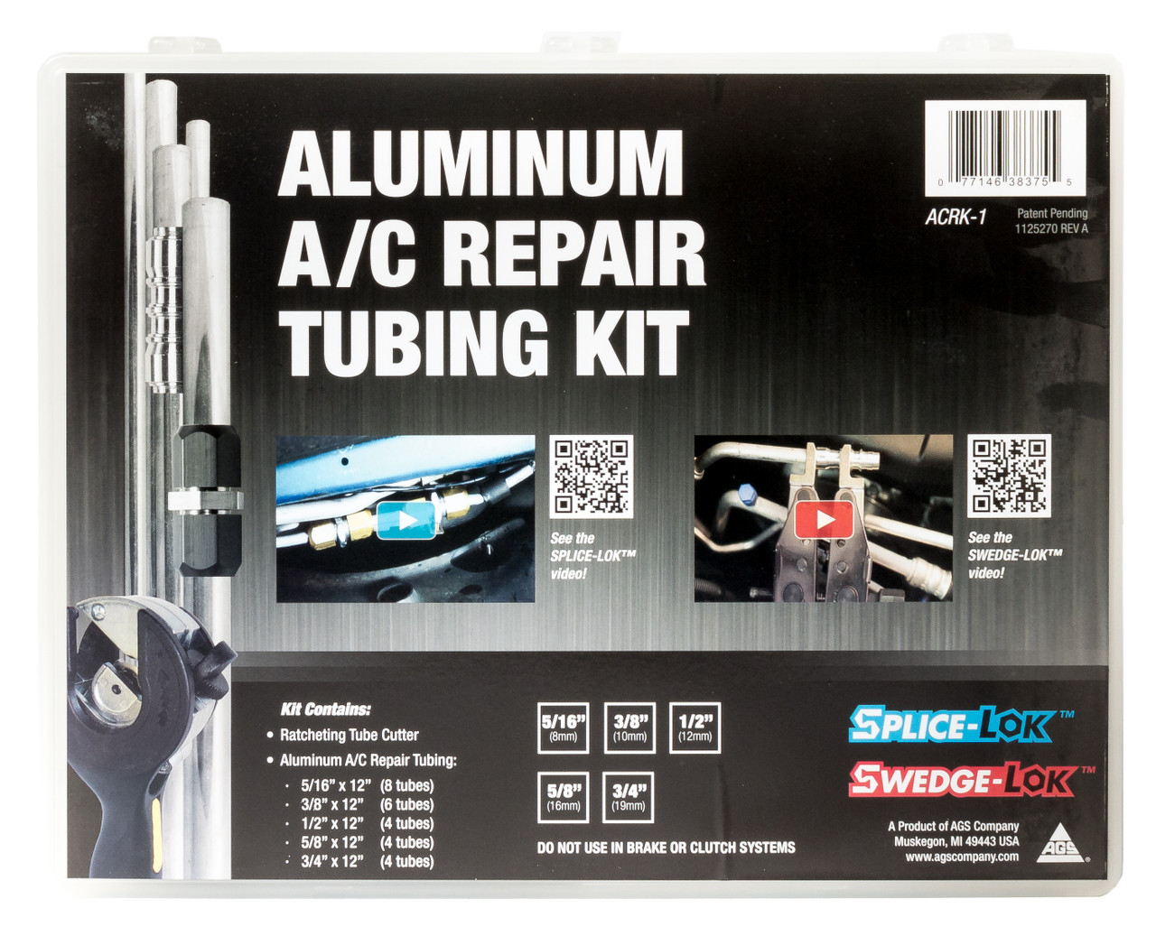 AGS Splice-LOK/Kledge-LOK AC Aluminum Repair Tubing Assortment Kit Part ID ACRK1