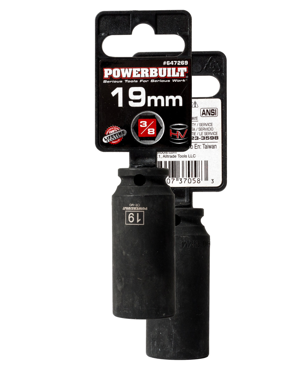 Powerbuilt 3/8-inch Drive 6 Pt Metric Deep Impact Socket 19mm Part Number 647269